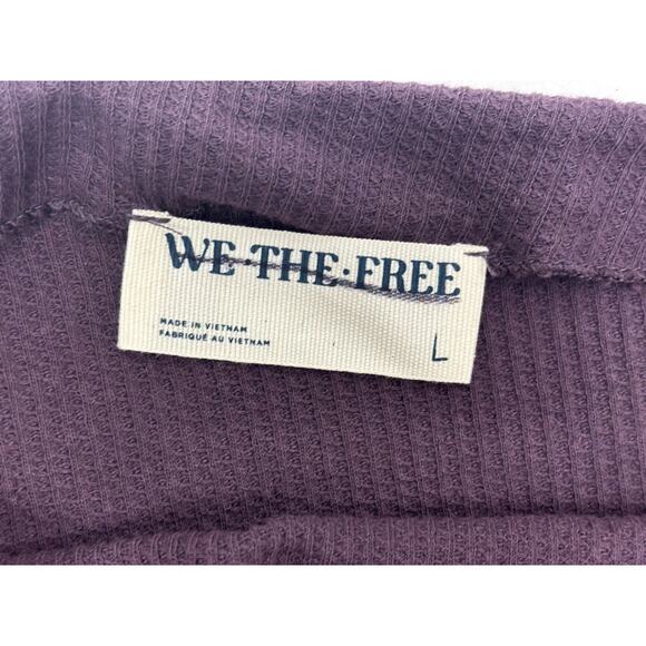We The Free Long Sleeve Asymmetrical Top Purple Cotton Size L - Picture 7 of 7